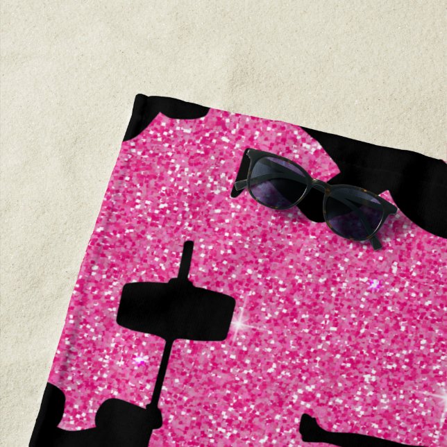 Weichteile Fitness Workout Sport Rosa Glitzer Strandtuch (Beispiel)