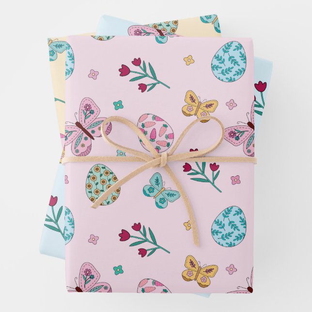 Weichteileier, Schmetterling und Blumenkohl Geschenkpapier Set (Beispiel)