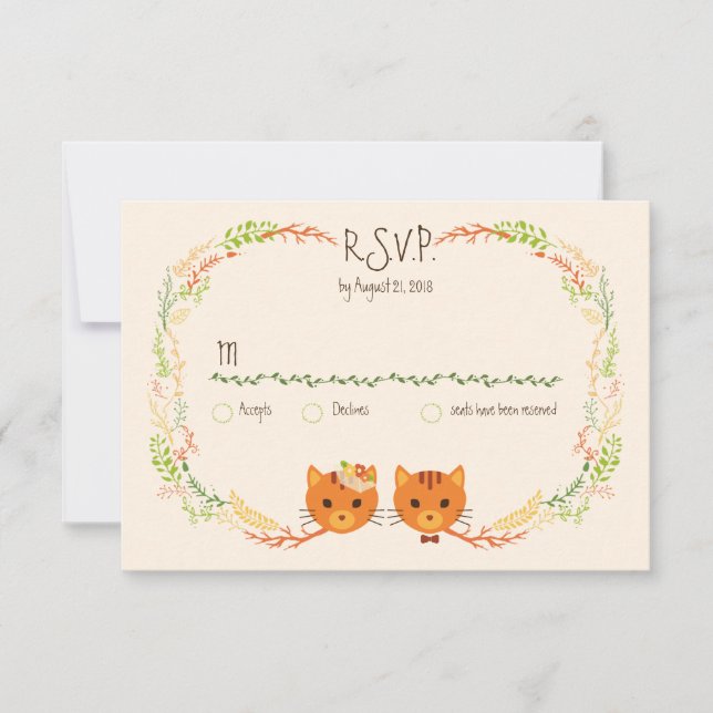 Weichteilkatzen (Creme) Hochzeitsfeier RSVP Karte (Vorderseite)