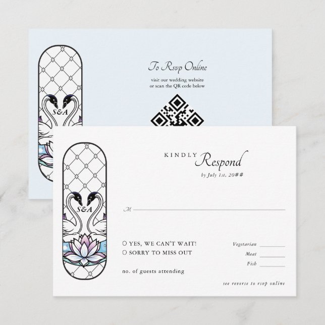 Weichteilschwänze aus Hartglas Hochzeitwasser RSVP Karte (Vorne/Hinten)