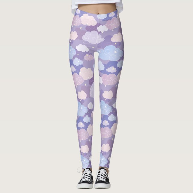 Weichteilwolken und Sternenmuster Leggings (Vorderseite)
