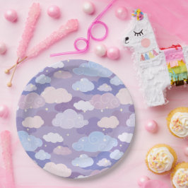 Weichteilwolken und Sternenmuster Pappteller