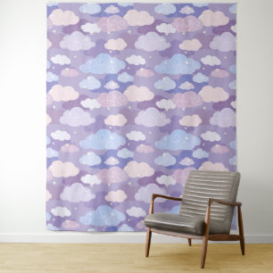 Weichteilwolken und Sternenmuster Wandteppich