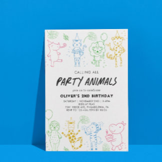 Weichtöckige Doodle-Party jedes Jahr zum Geburtsta Einladung