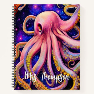 Weichtrosa Kraken mit Personalisiertem Namen Notizbuch