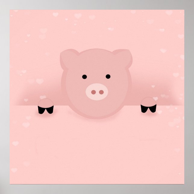 Weichtrosa Schweinefleisch Niedlicher Zuchtbetrieb Poster (Vorne)