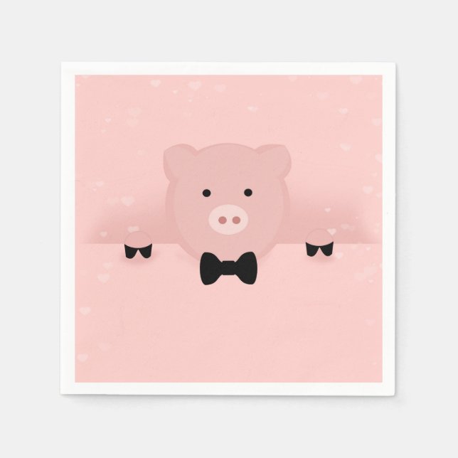 Weichtrosa Schweinefleisch Niedlicher Zuchtbetrieb Serviette (Vorderseite)