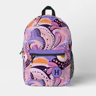 Weichtrosa und Lila Monogramm Bedruckter Rucksack