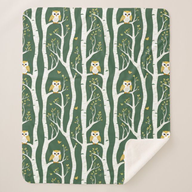 Weichtuch- und Birkenbaummuster Sherpadecke (Vorderseite)