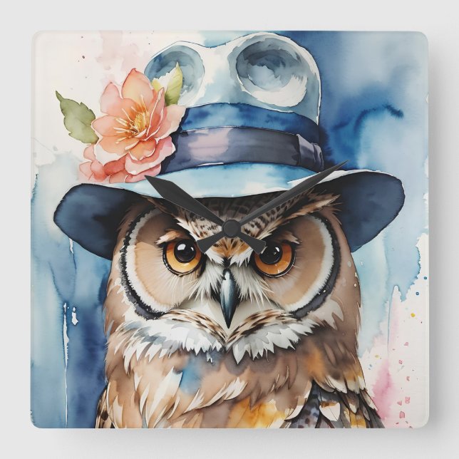 Weichtuchskugel in Fedora-Hut Quadratische Wanduhr (Vorderseite)