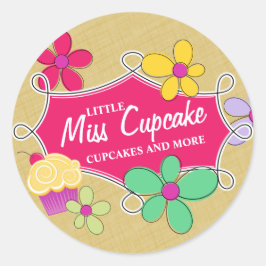 Weichtuchskupcake-Floral und Doodle-Rahmen Runder Aufkleber