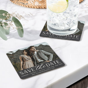 Weichzeichnen   FOTO SAVE THE DATE Rechteckiger Pappuntersetzer