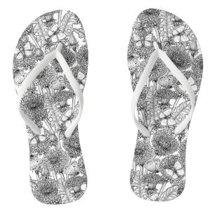 Weide aus Lüstern in Schwarz und Weiß Flip Flops