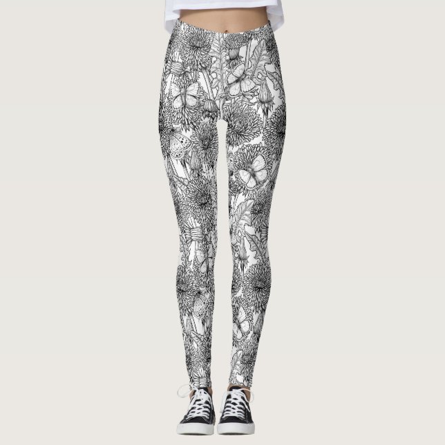 Weide aus Lüstern in Schwarz und Weiß Leggings (Vorderseite)