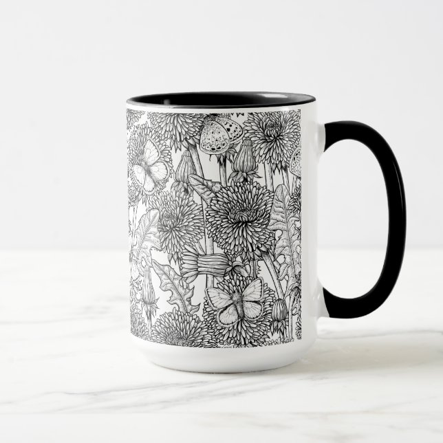 Weide aus Lüstern in Schwarz und Weiß Tasse (Rechts)