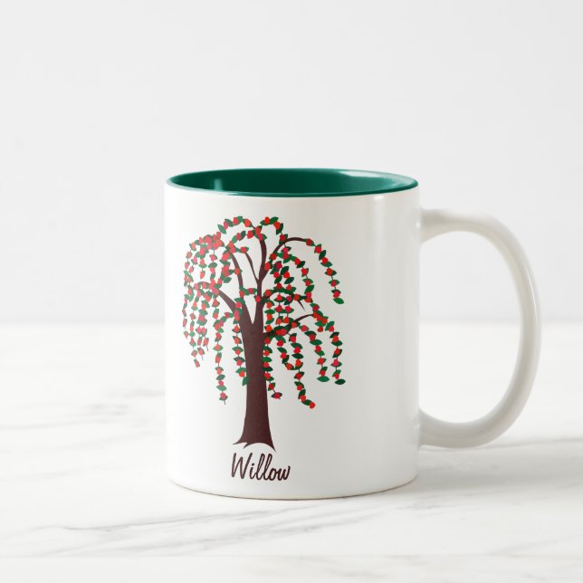 Weide-Baum mit den Herzen - kundengerecht Zweifarbige Tasse (Rechts)