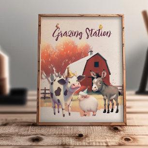 Weidehof-Farmtiere-Geburtstagsfeier-Plakat Poster