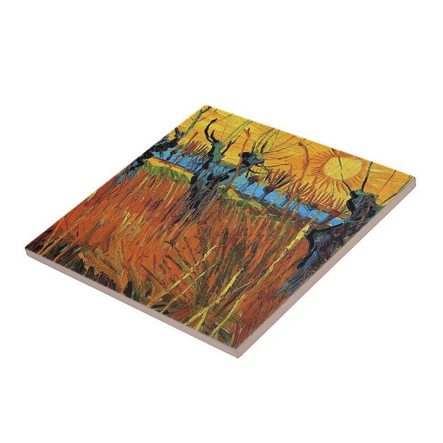 Weiden bei Sonnenuntergang, Vincent van Gogh Fliese (Seite)