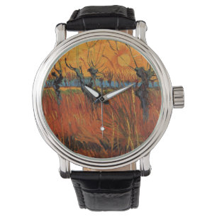 Weiden bei Sonnenuntergang von Vincent van Gogh Armbanduhr