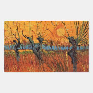 Weiden bei Sonnenuntergang von Vincent van Gogh Rechteckiger Aufkleber