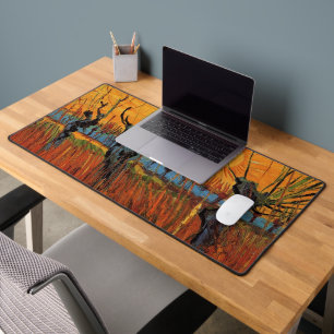 Weiden bei Sonnenuntergang von Vincent van Gogh Schreibtischunterlage