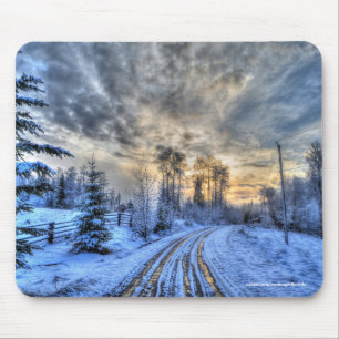 Weiden im Winterschnee Mousepad