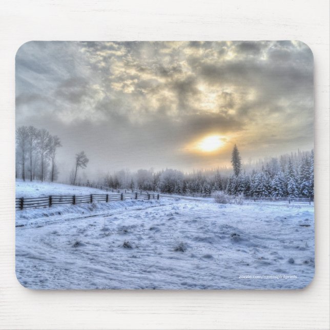 Weiden im Winterschnee Mousepad (Vorne)