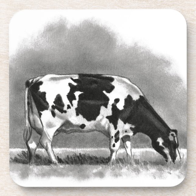 Weiden lassende Holstein-Kuh: Getränkeuntersetzer (Vorderseite)