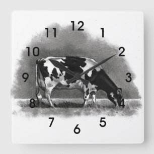 Weiden lassende Holstein-Kuh: Ursprüngliche Quadratische Wanduhr