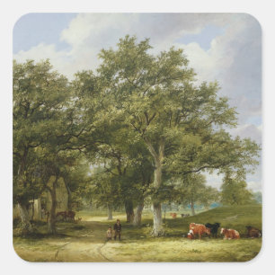 Weiden lassendes Vieh Quadratischer Aufkleber