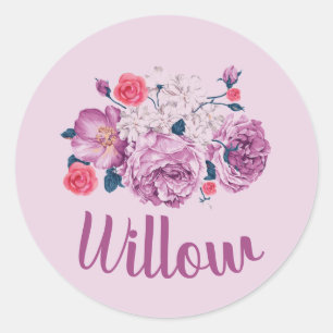 Weiden-Name Floral Benutzerdefiniert Vintage Blume Runder Aufkleber