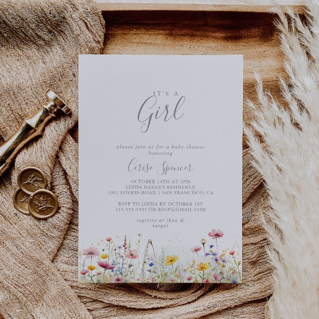 Weidenfarbene Wildblume Es ist eine Mädchendusche Einladung (Von Creator hochgeladen)