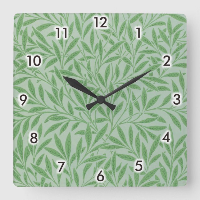 Weidenmuster, William Morris Quadratische Wanduhr (Vorderseite)