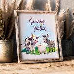 Weidestation Landtiere Geburtstagsparty Poster<br><div class="desc">Machen Sie Ihre Geburtstagsfeier mit unserem Schild "Grazing Station" zum Hit! Dieses bezaubernde Schild wird Ihre Weidestation hervorheben und dem Party eine unterhaltsame Touch verleihen. Das Schild eignet sich hervorragend, um den Kindern einen köstlichen und gesunden Imbiss zu bieten. Egal, ob Sie gewollt haben, eine hausgemachte Weidestation mit Ihren Rezepten...</div>