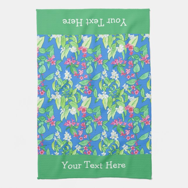 Weigela und Mock Orange Frühlingserblüte in Blau Handtuch (Vertikal)