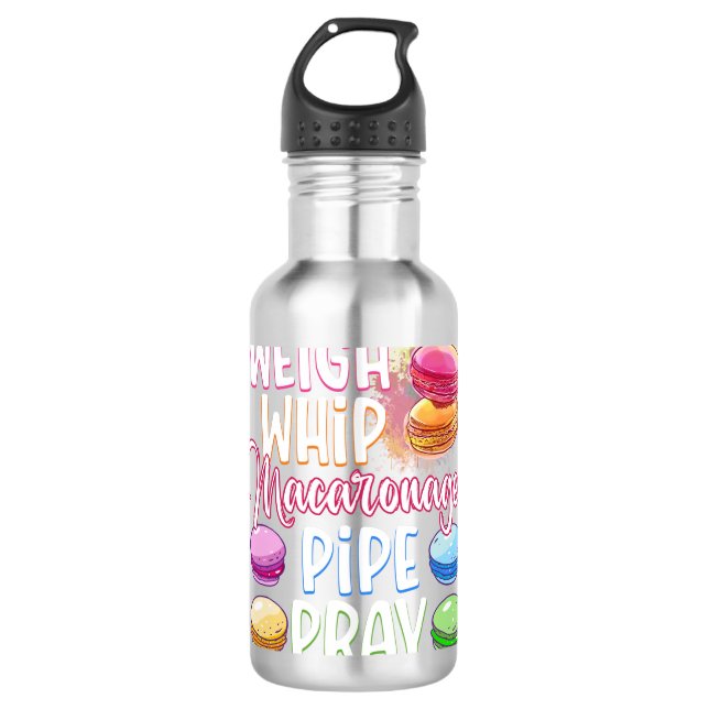 Weigh Whip Macaronage Pipe Pray Funny Macaron Bake Edelstahlflasche (Vorderseite)