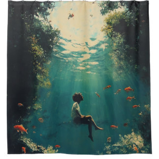 🌊 Weightless Reverie - Surrealistische Dreamscape Duschvorhang