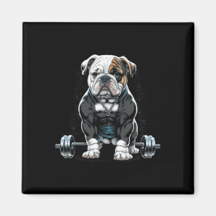 Weightlift Dog Fun Fitness Gym Bulldog Magnet