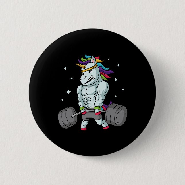 Weightlift Unicorn - Funny Deadlift und Gym Gif Button (Vorderseite)
