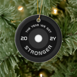 Weightlifter Barbell Fitness 2022 Foto Weihnachten Keramik Ornament