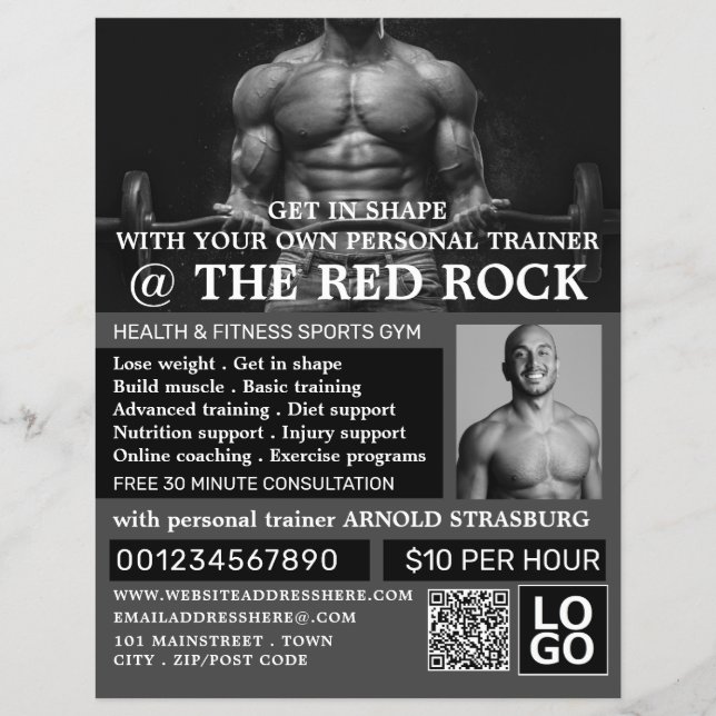 Weightlifter, Personal Trainer, Gym Advertising Flyer (Vorne)