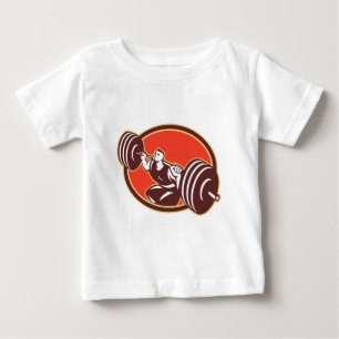 Weightlifteranhebender Barbells Kreuz-Sitz Retro Baby T-shirt