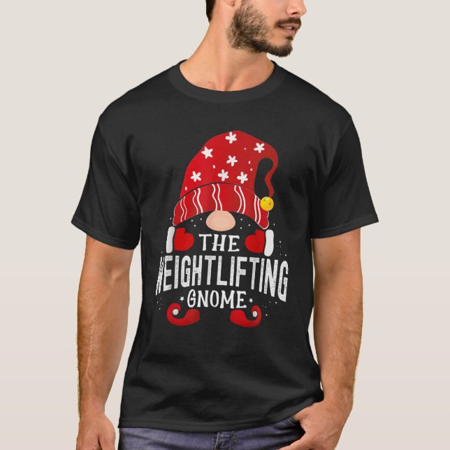 Weightlifting Gnome Matching Christmas PJS For Fam T-Shirt (Vorderseite)