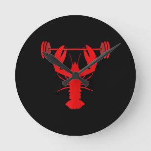 Weightlifting Lobster Bodybuilder At Gym Runde Wanduhr