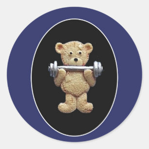 Weightlifting-Teddybär Runder Aufkleber
