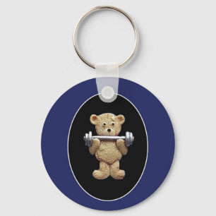 Weightlifting-Teddybär Schlüsselanhänger