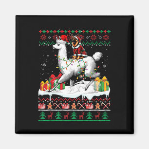 Weihdeutscher Schäferhund Riding Llama Weihnachtss Magnet