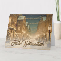 Weihlich naverschneite Straßen einer Innenstadt