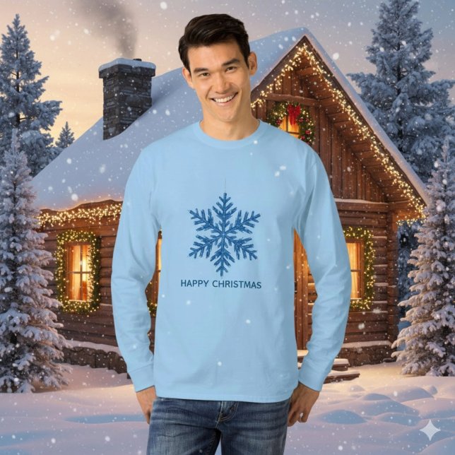 Weihnacht funkelnde blaue Kristallschneeflocke T-Shirt (Von Creator hochgeladen)