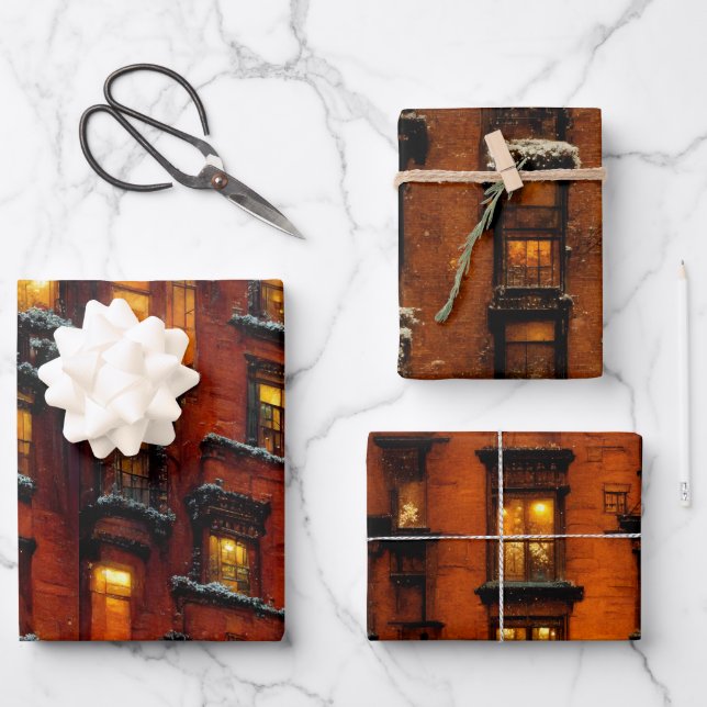 Weihnacht in New York Geschenkpapier Set (Vorderseite)